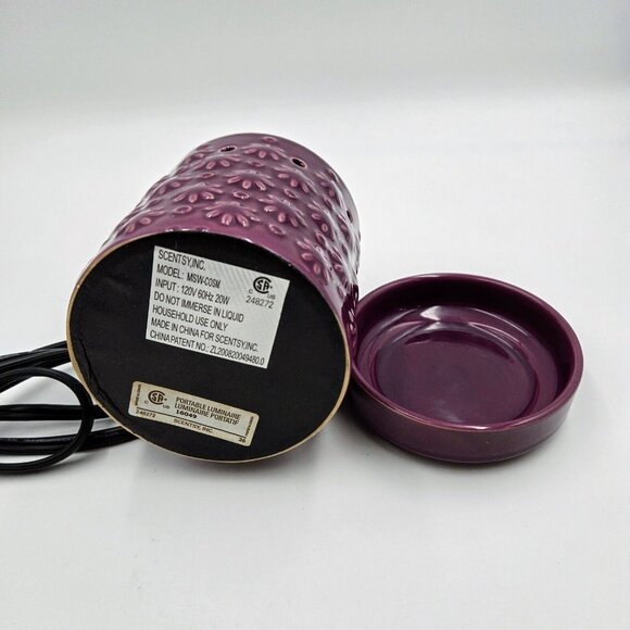 Scentsy Wax Warmer Cosmos Purple Floral Retired Embossed Full Sized Wax … - Picture 10 of 14
